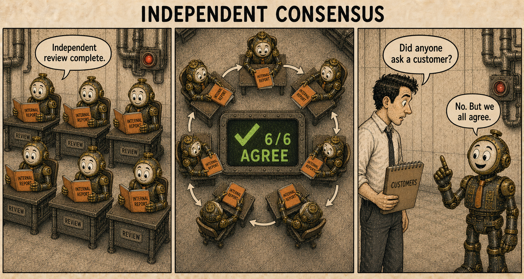 Failure Museum exhibit titled Independent Consensus.