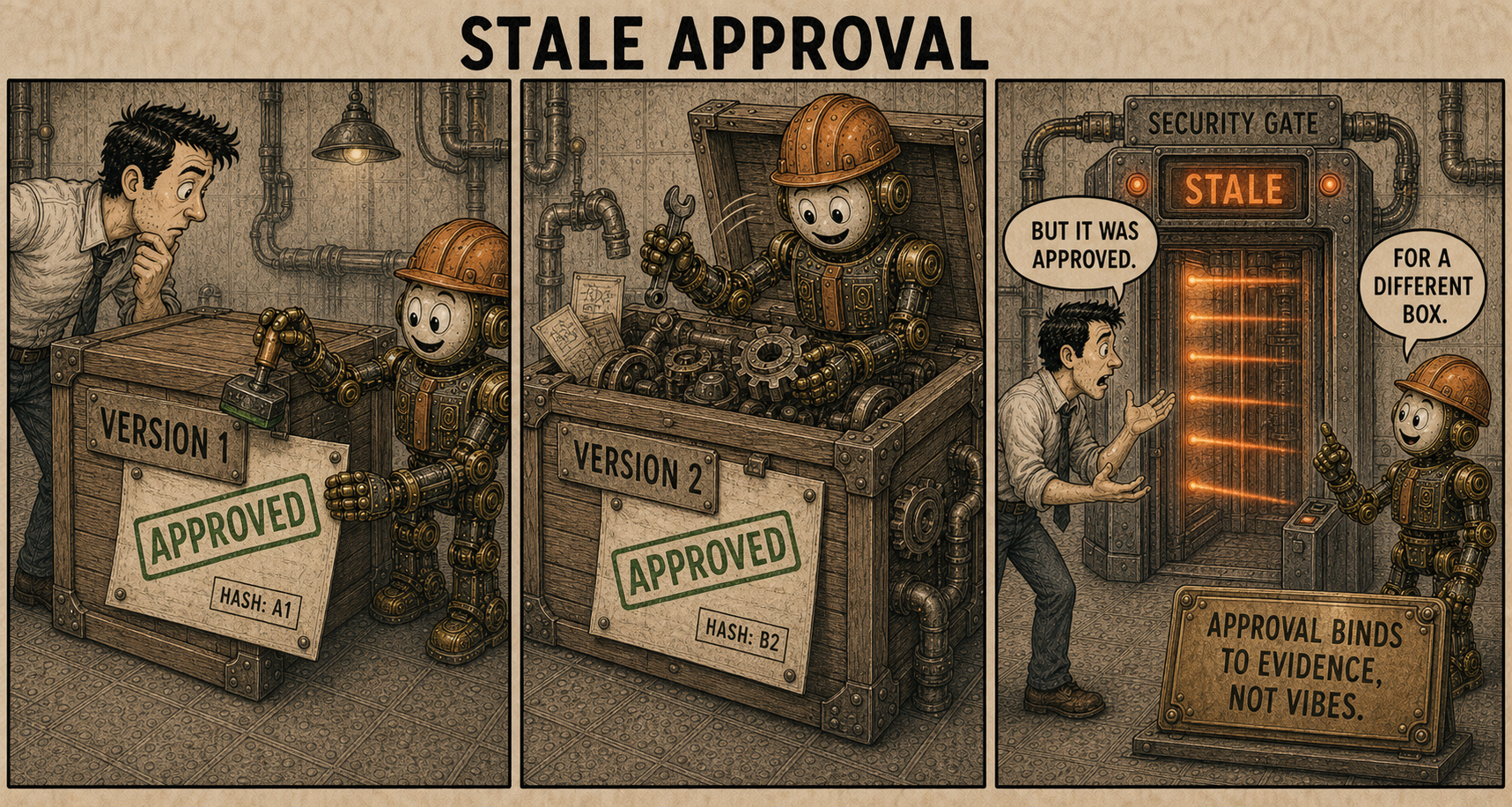 Failure Museum exhibit titled Stale Approval.