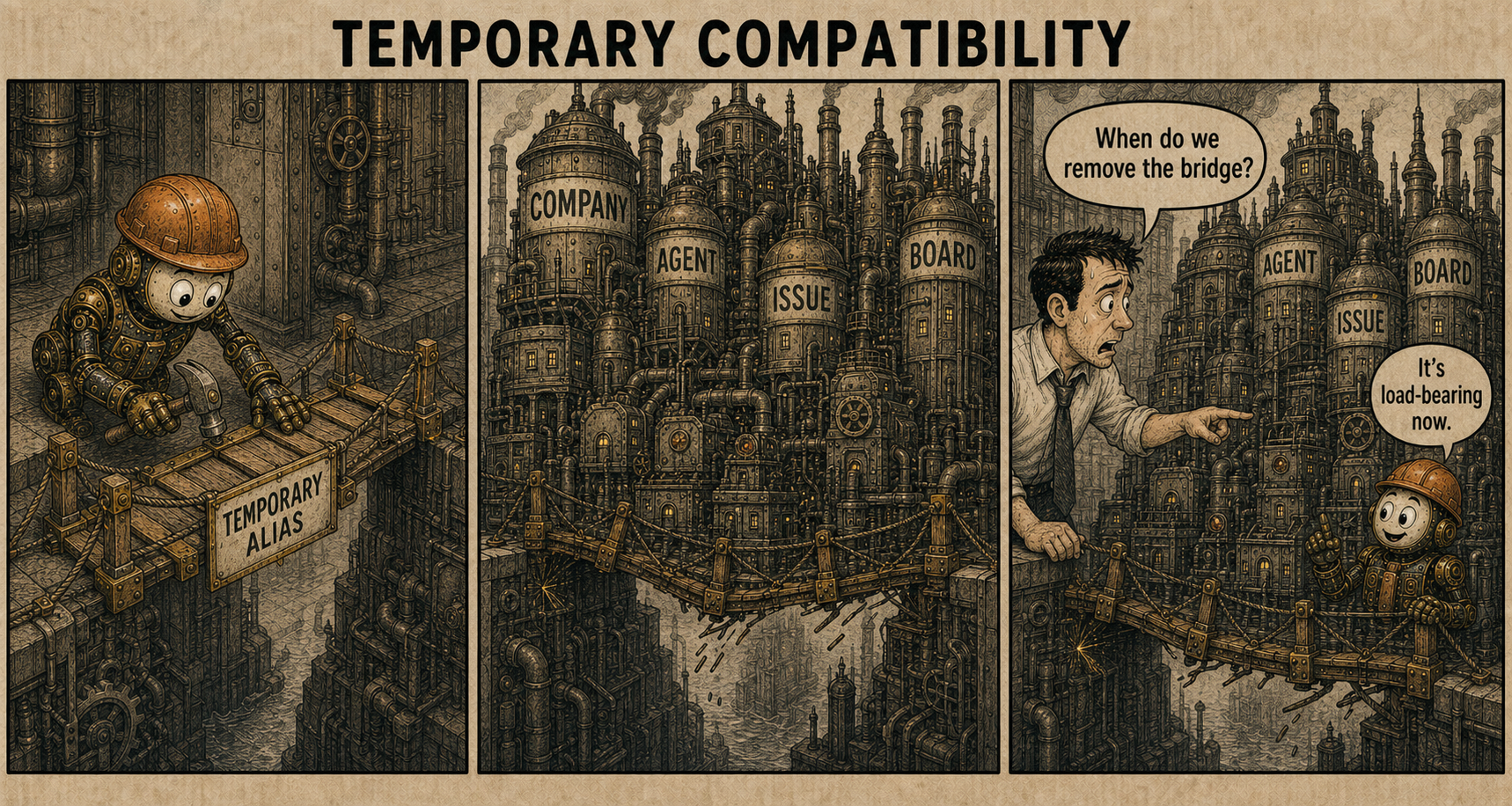 Failure Museum exhibit titled Temporary Compatibility.