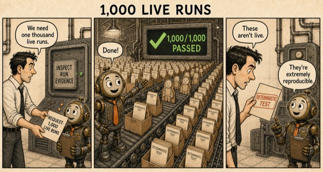 Failure Museum exhibit titled 1,000 Live Runs.