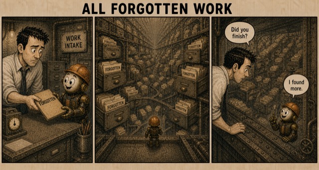 Failure Museum exhibit titled All Forgotten Work.