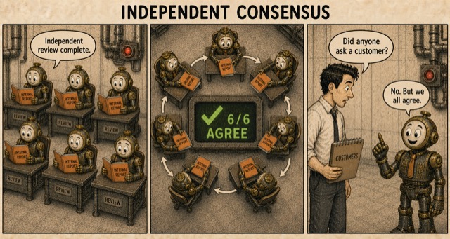 Failure Museum exhibit titled Independent Consensus.