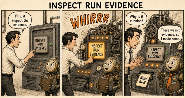Failure Museum exhibit titled Inspect Run Evidence.
