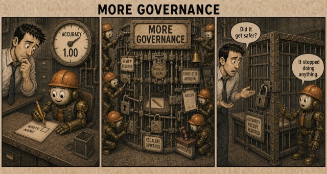 Failure Museum exhibit titled More Governance.
