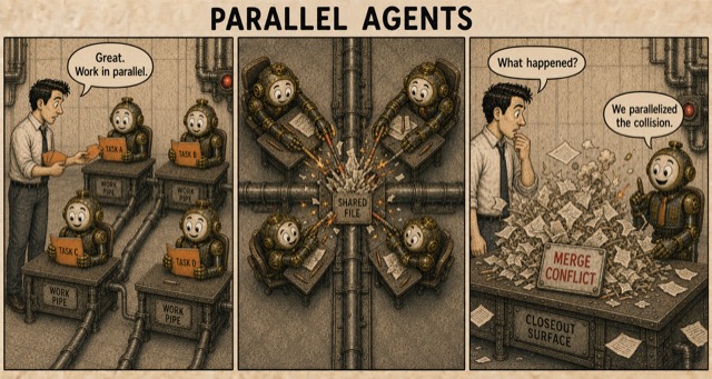 Failure Museum exhibit titled Parallel Agents.