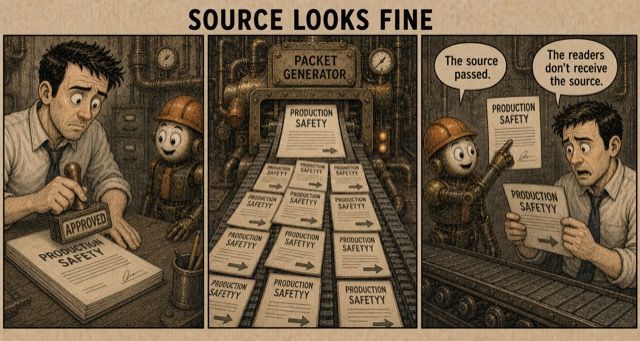 Failure Museum exhibit titled Source Looks Fine.